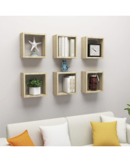Étagères cube murales 6 pcs Chêne sonoma 30x15x30 cm | Mobilier & Déco