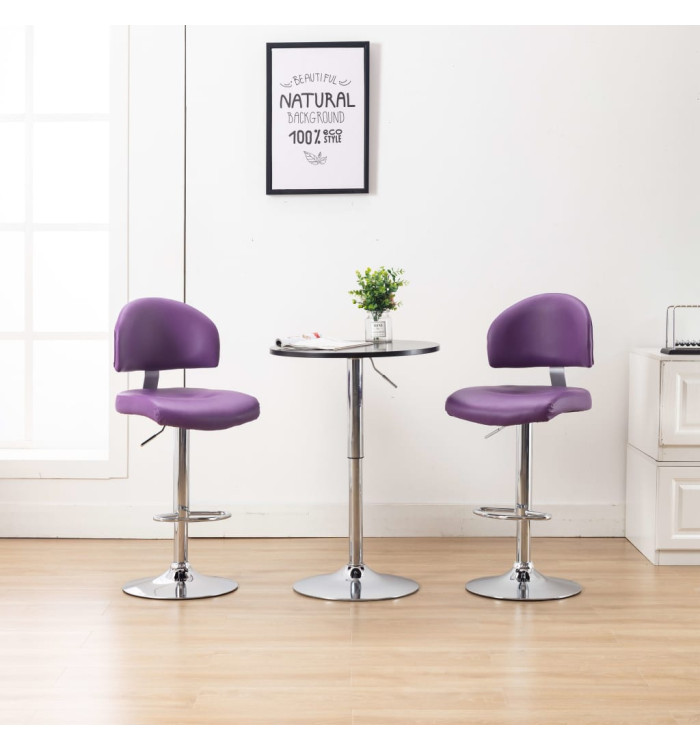 Tabourets de bar lot de 2 violet similicuir | Mobilier & Déco