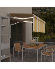 Auvent rétractable manuel store LED 3,5x2,5 m Jaune et blanc | Mobilier & Déco