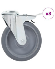 8 pcs Roulettes pivotantes à trou de boulon 125 mm | Mobilier & Déco