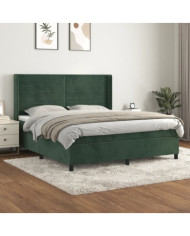 Sommier à lattes de lit et matelas Vert foncé 160x200cm Velours | Mobilier & Déco