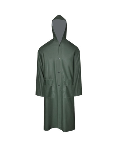 Manteau de pluie long imperméable résistant à capuche vert XXL | Mobilier & Déco