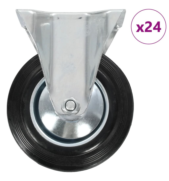24 pcs Roulettes fixes 160 mm | Mobilier & Déco