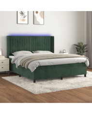 Sommier à lattes de lit matelas et LED Vert foncé 180x200 cm | Mobilier & Déco