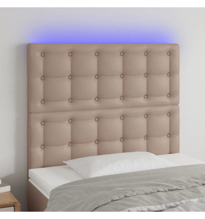 Tête de lit à LED Cappuccino 90x5x118/128 cm Similicuir | Mobilier & Déco