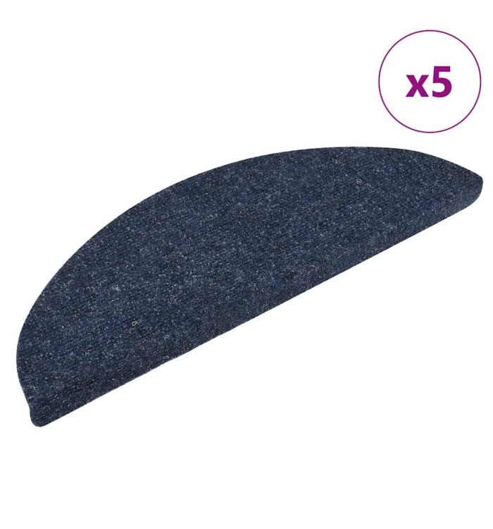 Tapis autoadhésifs de marches 5 pcs Bleu 56x17x3 cm Aiguilleté | Mobilier & Déco
