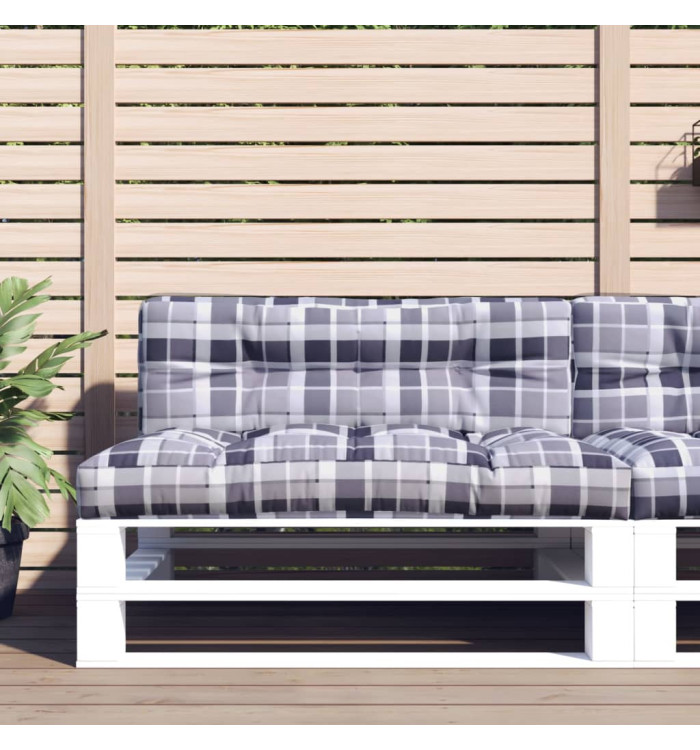 Coussin de palette motif à carreaux gris 120x40x12 cm tissu | Mobilier & Déco