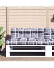 Coussin de palette motif à carreaux gris 120x40x12 cm tissu | Mobilier & Déco