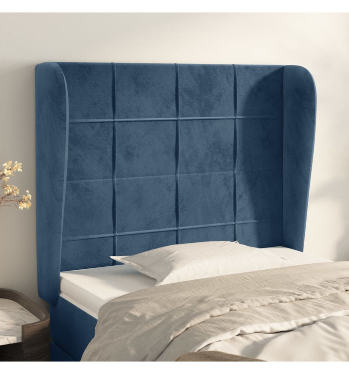 Tête de lit avec oreilles Bleu foncé 83x23x118/128 cm Velours | Mobilier & Déco