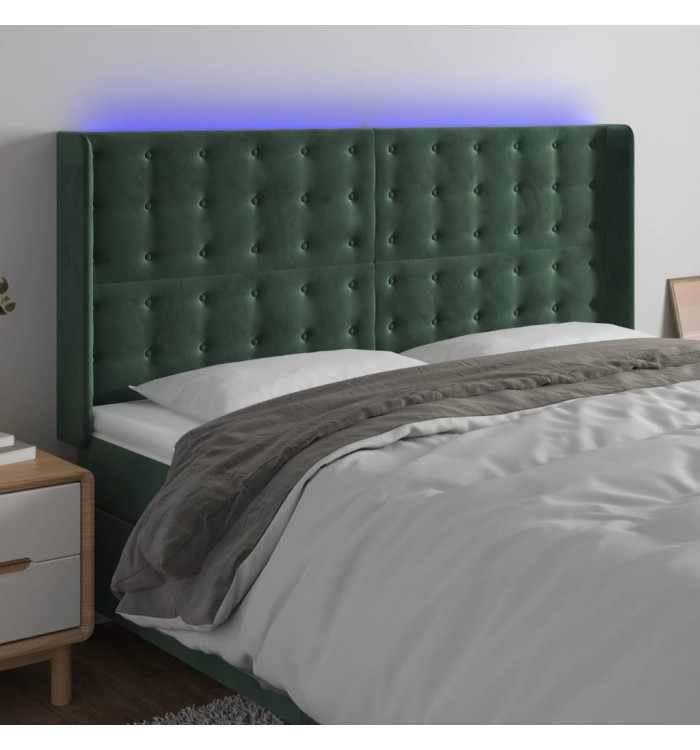 Tête de lit à LED Vert foncé 183x16x118/128 cm Velours | Mobilier & Déco