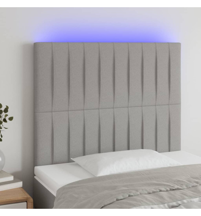 Tête de lit à LED Gris clair 80x5x118/128 cm Tissu | Mobilier & Déco