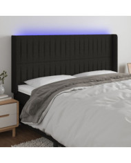 Tête de lit à LED Noir 203x16x118/128 cm Tissu | Mobilier & Déco