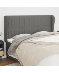 Tête de lit avec oreilles Gris foncé 163x23x118/128 cm Tissu | Mobilier & Déco