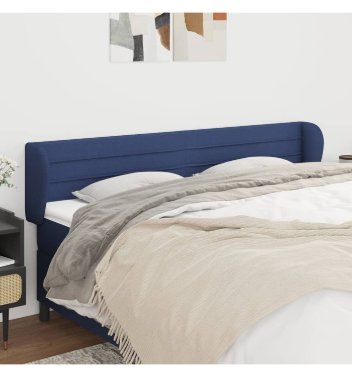 Tête de lit avec oreilles Bleu 163x23x78/88 cm Tissu | Mobilier & Déco