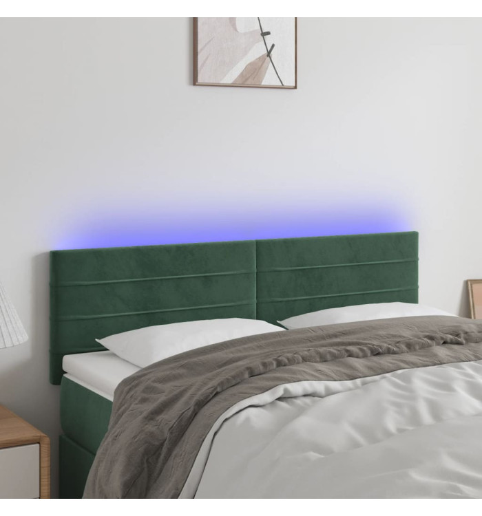 Tête de lit à LED Vert foncé 144x5x78/88 cm Velours | Mobilier & Déco