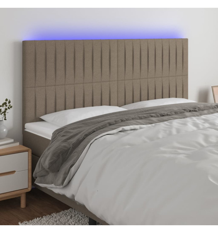 Tête de lit à LED Taupe 200x5x118/128 cm Tissu | Mobilier & Déco