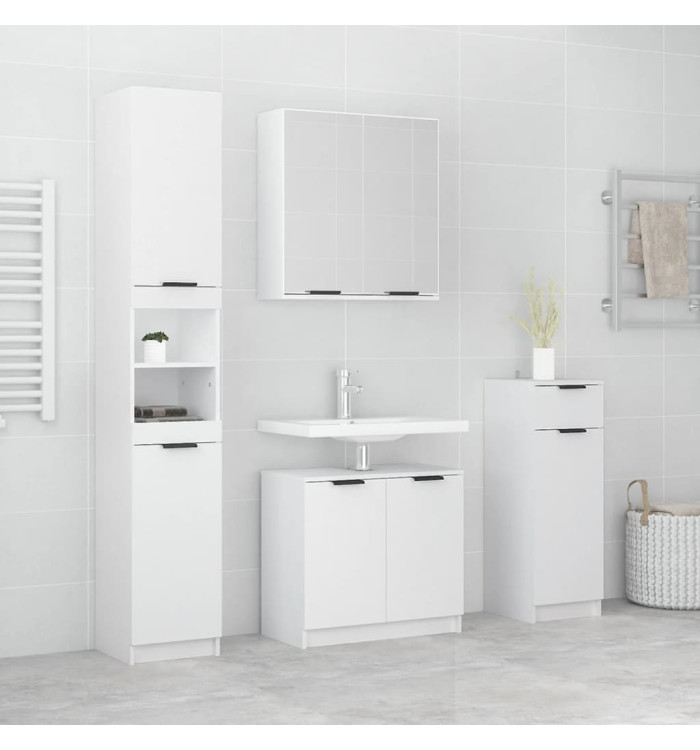 Meubles de salle de bain 4 pcs Blanc Bois d'ingénierie | Mobilier & Déco