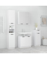 Meubles de salle de bain 4 pcs Blanc Bois d'ingénierie | Mobilier & Déco