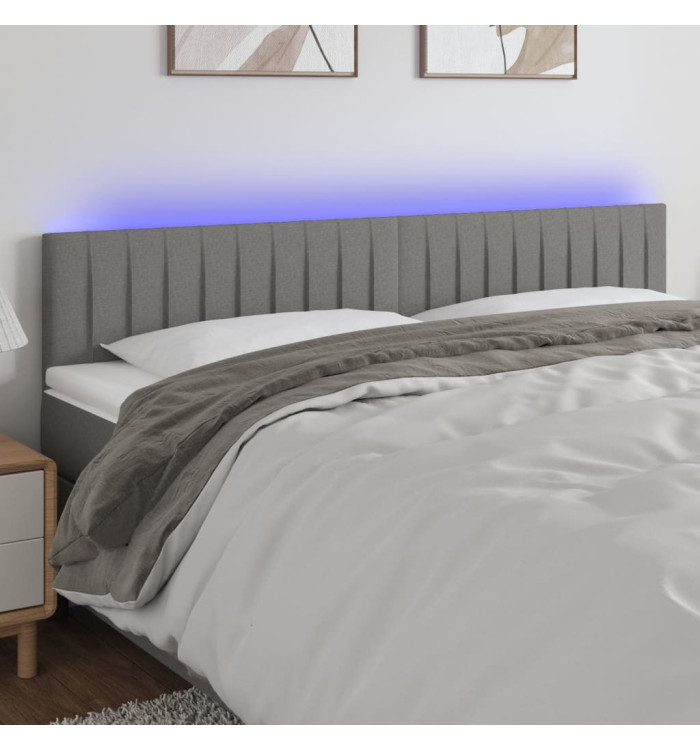 Tête de lit à LED Gris foncé 160x5x78/88 cm Tissu | Mobilier & Déco
