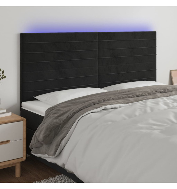 Tête de lit à LED Noir 160x5x118/128 cm Velours | Mobilier & Déco