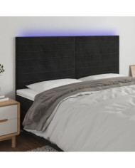 Tête de lit à LED Noir 160x5x118/128 cm Velours | Mobilier & Déco