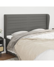 Tête de lit avec oreilles Gris foncé 183x23x118/128 cm Tissu | Mobilier & Déco