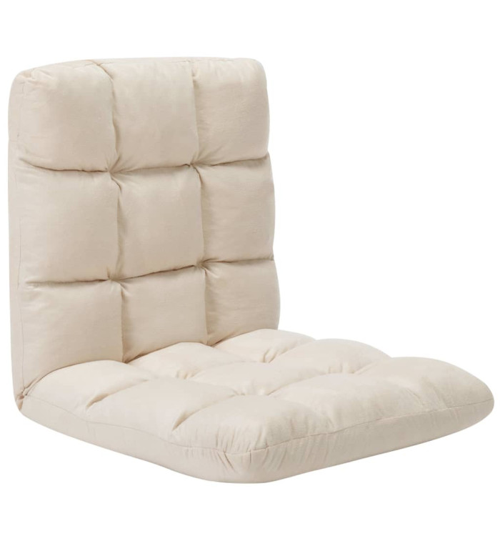 Chaise pliable de sol Crème Microfibre | Mobilier & Déco