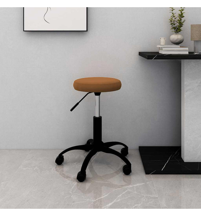 Chaise de bureau pivotante marron velours | Mobilier & Déco