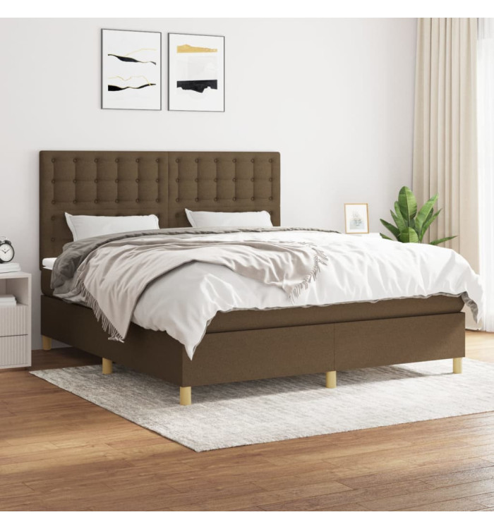 Sommier à lattes de lit avec matelas Marron foncé 180x200 cm | Mobilier & Déco