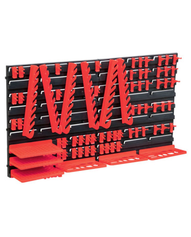 Kit de stockage avec panneaux muraux 71 pcs Rouge et noir | Mobilier & Déco