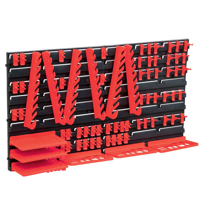 Kit de stockage avec panneaux muraux 71 pcs Rouge et noir | Mobilier & Déco