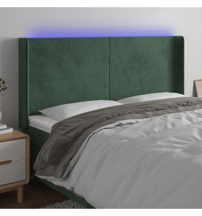 Tête de lit à LED Vert foncé 163x16x118/128 cm Velours | Mobilier & Déco