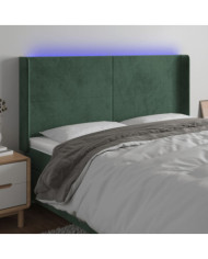 Tête de lit à LED Vert foncé 163x16x118/128 cm Velours | Mobilier & Déco