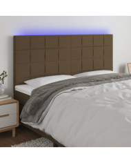 Tête de lit à LED Marron foncé 200x5x118/128 cm Tissu | Mobilier & Déco