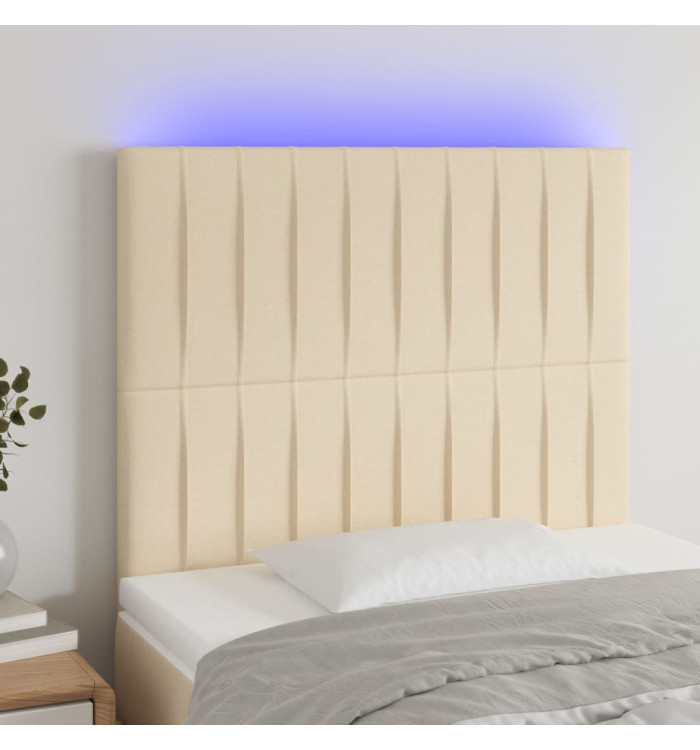 Tête de lit à LED Crème 100x5x118/128 cm Tissu | Mobilier & Déco