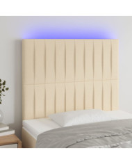 Tête de lit à LED Crème 100x5x118/128 cm Tissu | Mobilier & Déco