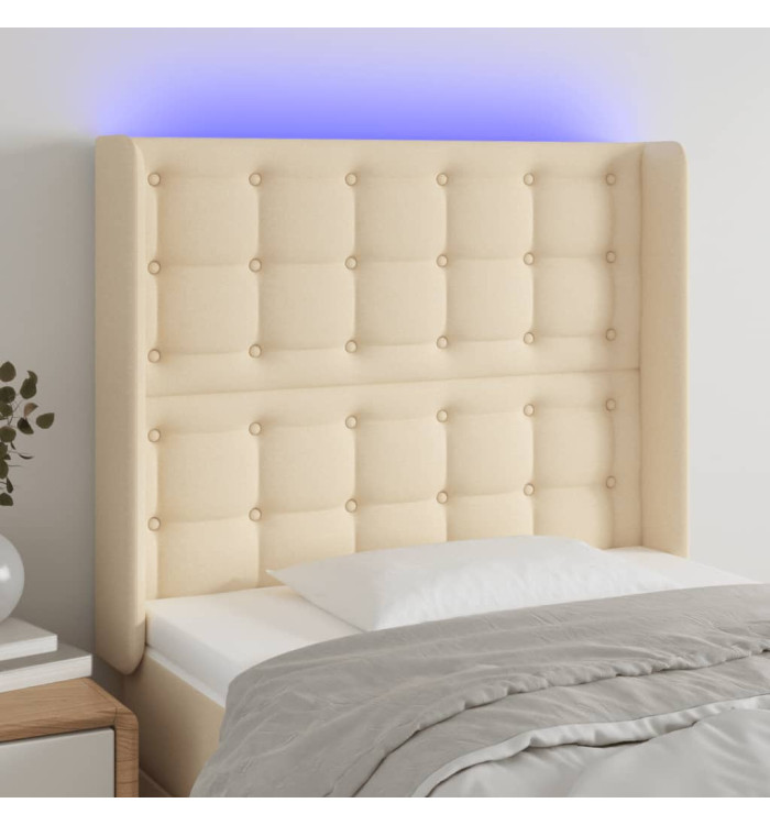 Tête de lit à LED Crème 83x16x118/128 cm Tissu | Mobilier & Déco