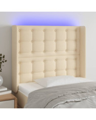 Tête de lit à LED Crème 83x16x118/128 cm Tissu | Mobilier & Déco