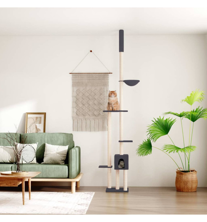 Arbre à chat du sol au plafond Gris foncé 258,5-284,5 cm | Mobilier & Déco