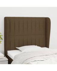 Tête de lit avec oreilles Marron foncé 93x23x118/128 cm Tissu | Mobilier & Déco