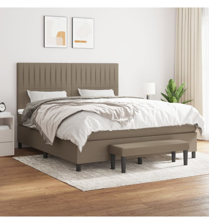 Sommier à lattes de lit avec matelas Taupe 160x200 cm Tissu | Mobilier & Déco