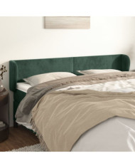 Tête de lit avec oreilles Vert foncé 163x23x78/88 cm Velours | Mobilier & Déco