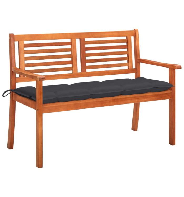 Banc de jardin 2 places avec coussin 120 cm Bois d'eucalyptus | Mobilier & Déco