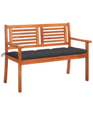Banc de jardin 2 places avec coussin 120 cm Bois d'eucalyptus | Mobilier & Déco