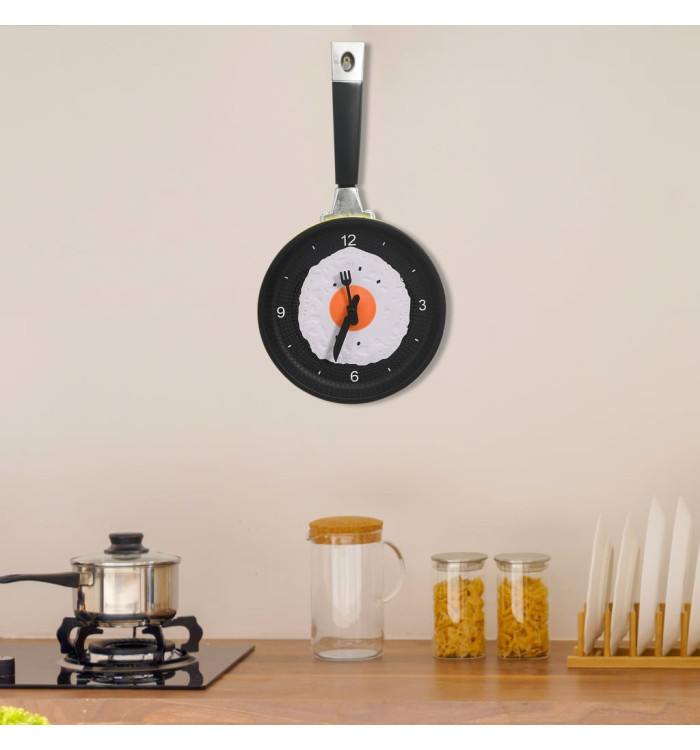 325164 Wall Clock with Fried Egg Pan Design 18,8 cm | Mobilier & Déco