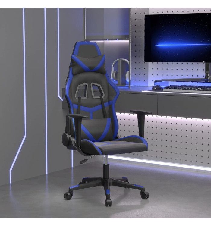 Chaise de jeu de massage Noir et bleu Similicuir | Mobilier & Déco