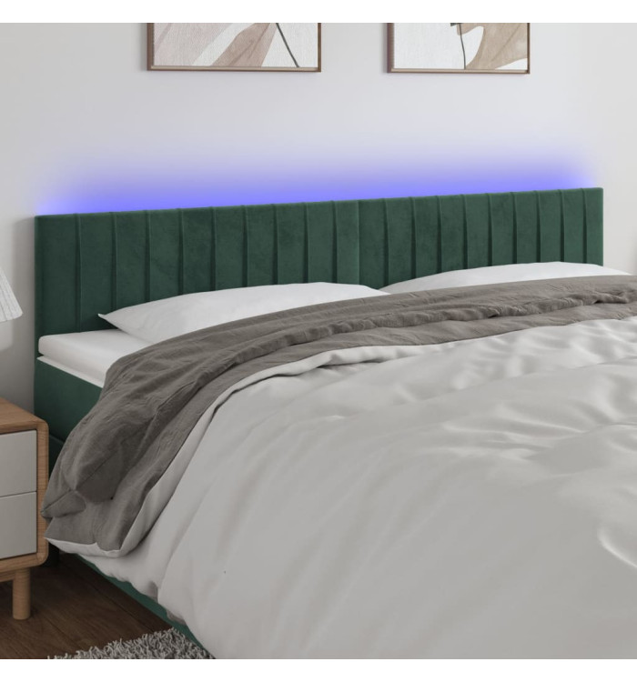 Tête de lit à LED Vert foncé 200x5x78/88 cm Velours | Mobilier & Déco