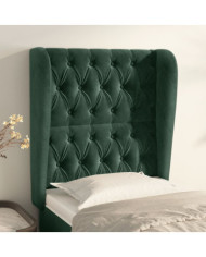 Tête de lit avec oreilles Vert foncé 83x23x118/128 cm Velours | Mobilier & Déco