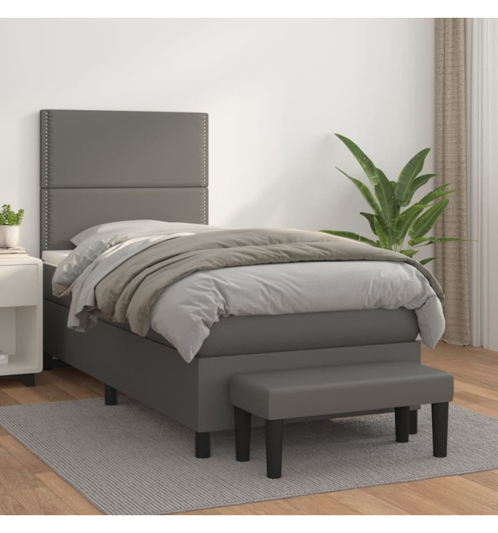 Sommier à lattes de lit avec matelas Gris 80x200 cm Similicuir | Mobilier & Déco