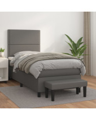 Sommier à lattes de lit avec matelas Gris 80x200 cm Similicuir | Mobilier & Déco